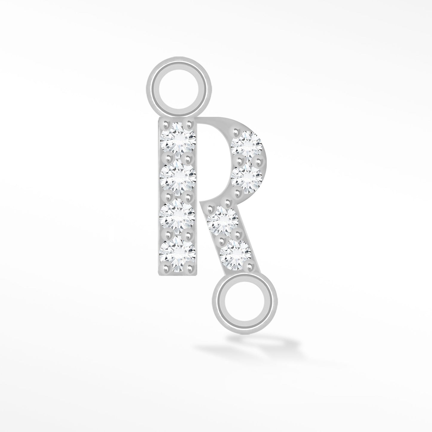 Perma Jewel Silver Moissanite Alphabet Connector R NW1230
