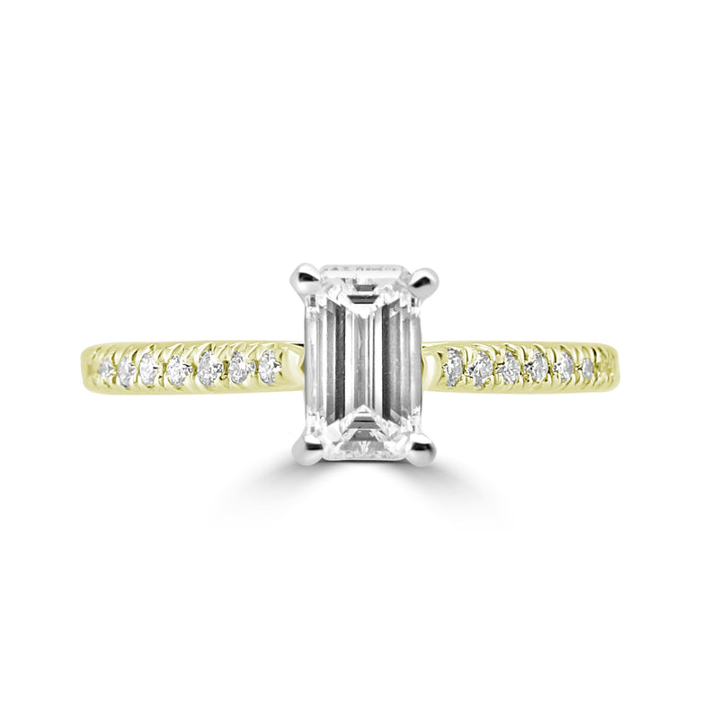 18ct Gold & Platinum Emerald Cut Solitaire Diamond Ring 0.65ct