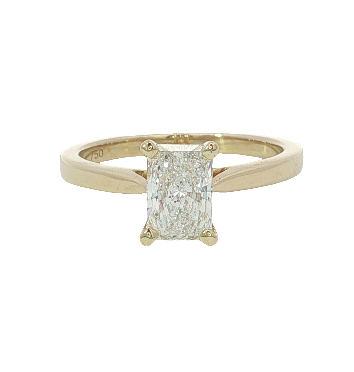 18ct Gold Radiant Cut Lab Grown Diamond Ring 1.02ct D/VS2