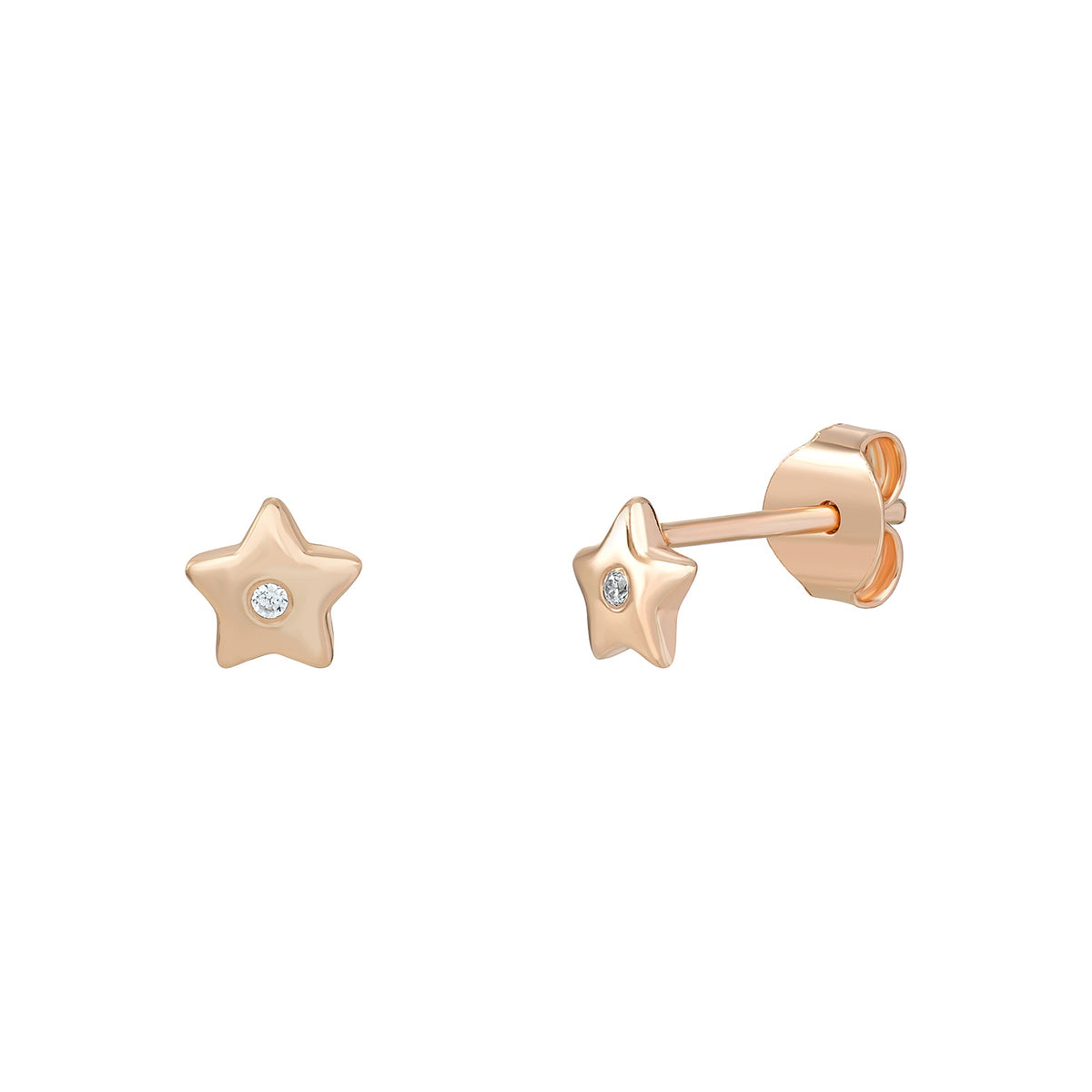 Silver Rose Gold Plated Star Earrings SE071C
