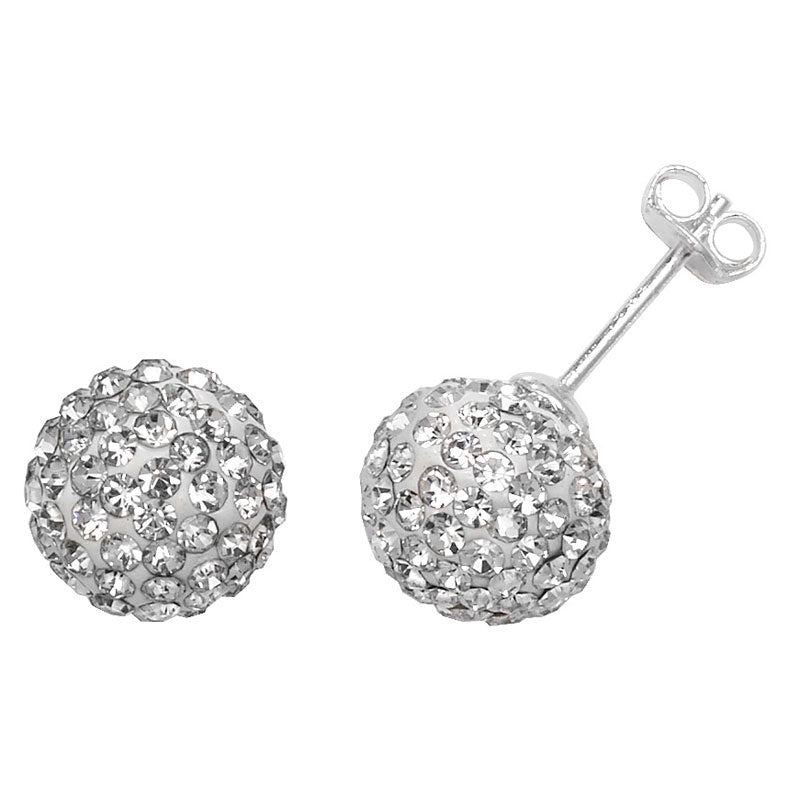 Silver 10mm White Crystal Earrings SE250A