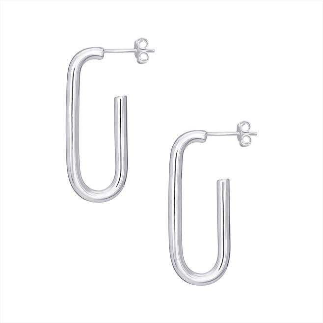 Silver Classic Drop Hoop Earrings SE285C