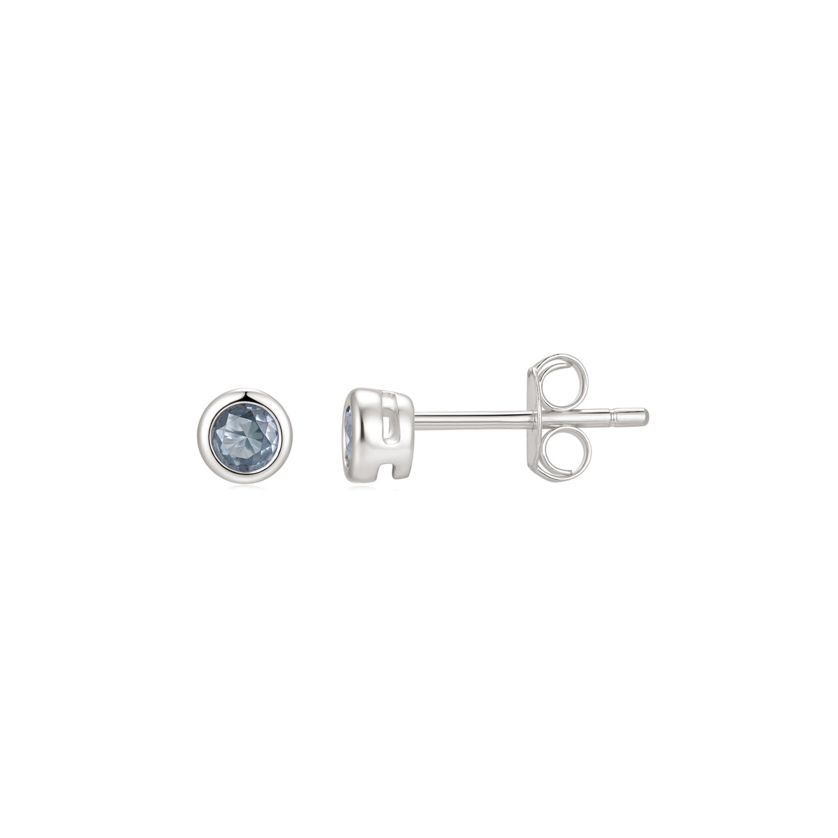 Silver 4mm Aquamarine Stud Earrings SE306C