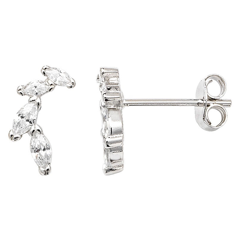 Silver CZ Half Moon Earrings SE412D