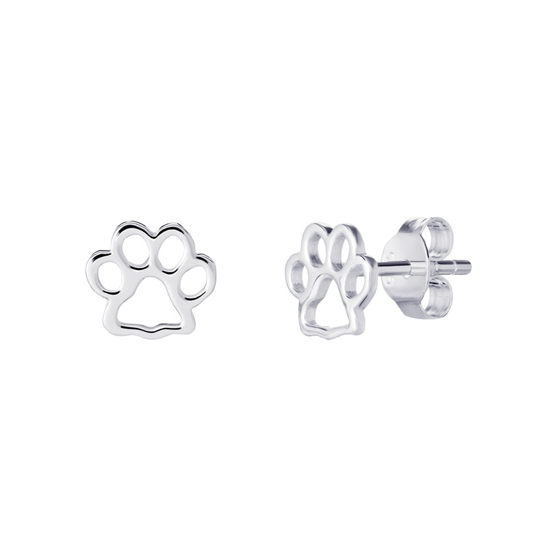 Silver Open Pawprint Earrings SE570C