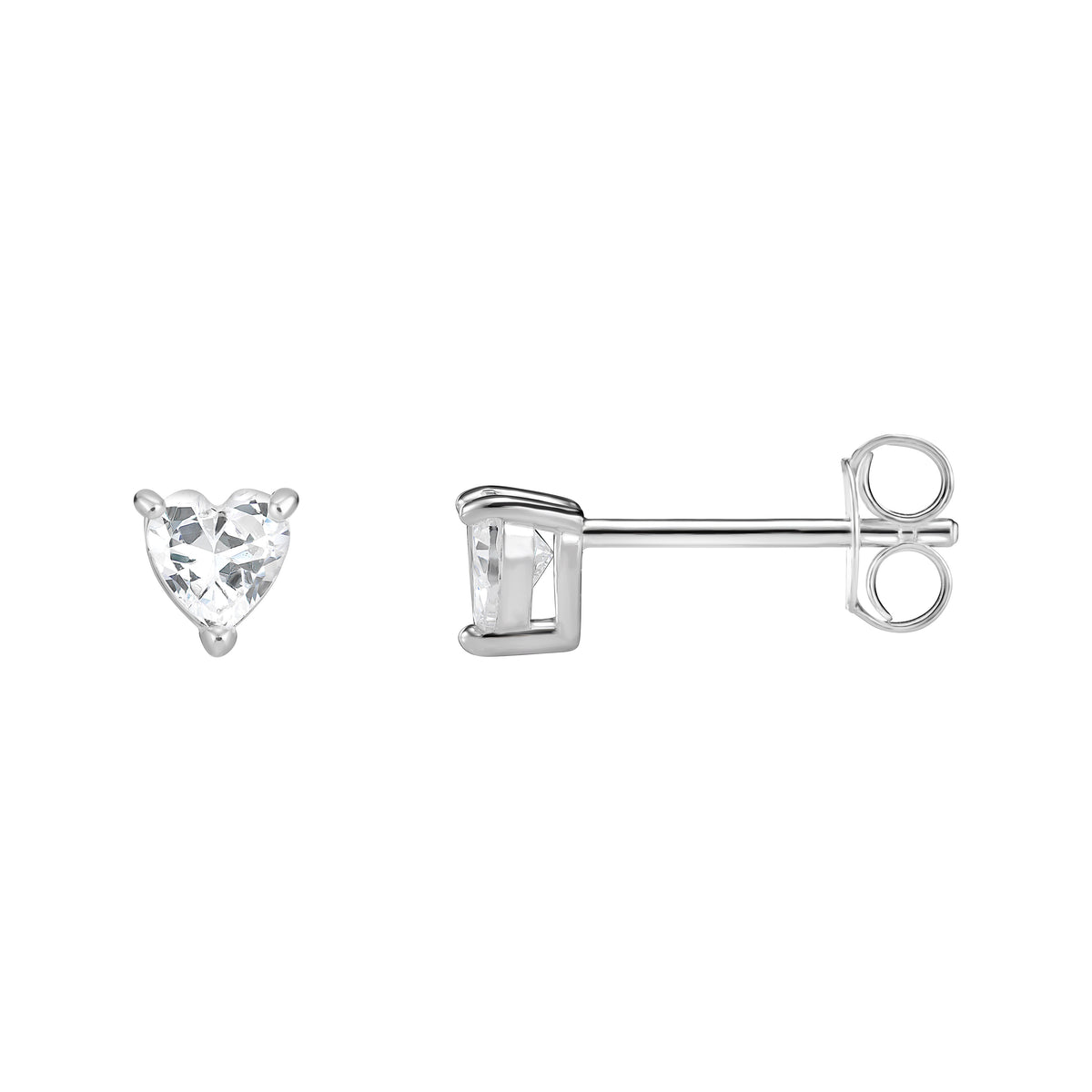 Silver Clear Heart CZ Earrings SE607A