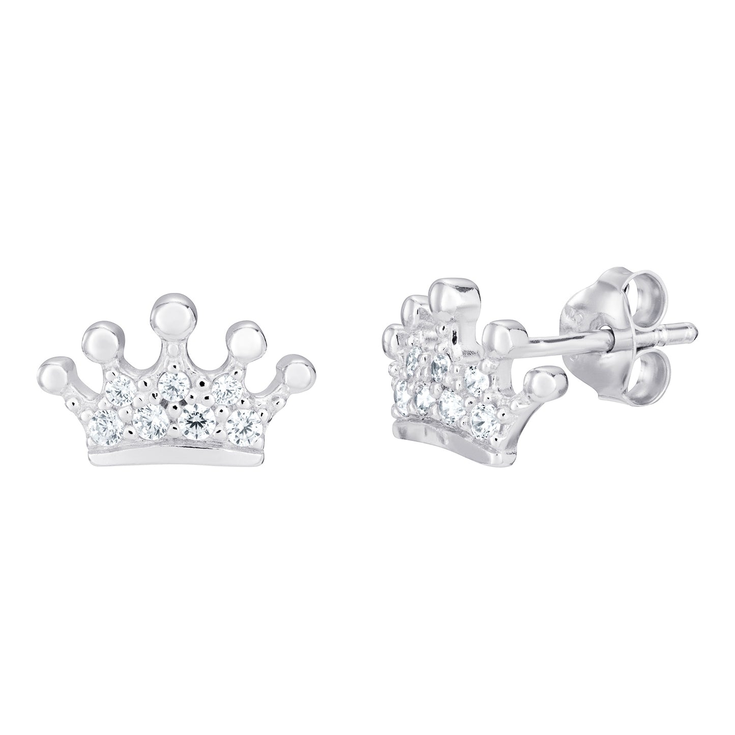 Silver CZ Crown Earrings SE910A