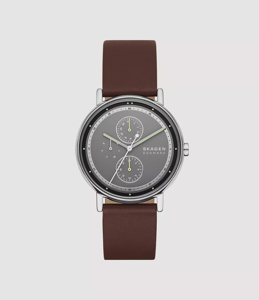 Skagen Signatur Multifunction Brown Leather Watch SKW6941