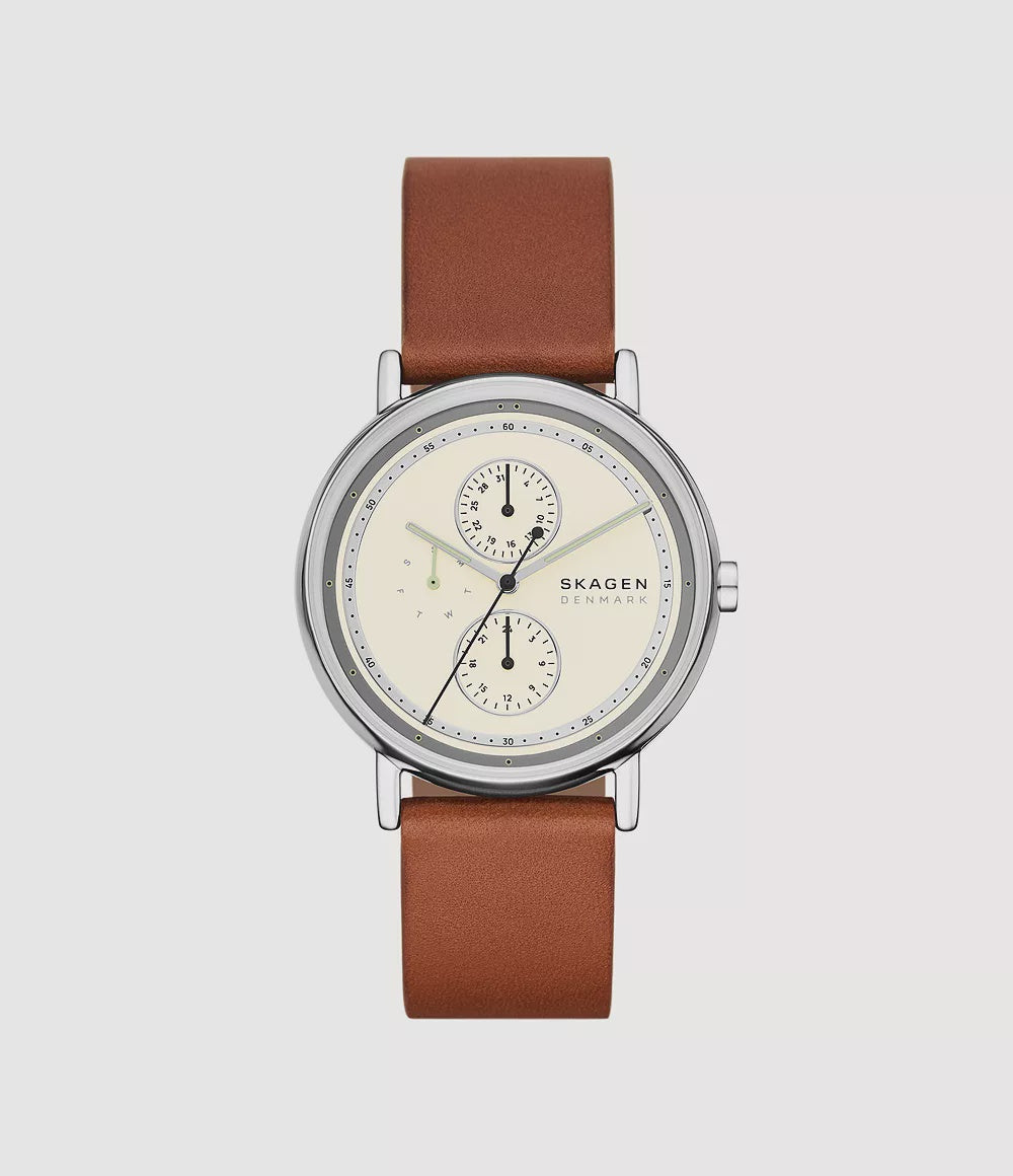 Skagen Signatur Multifunction Brown Leather Watch SKW6942