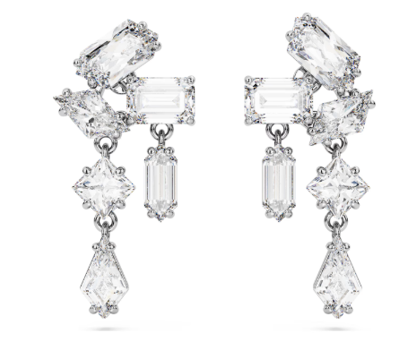 Swarovski Mesmera Silver Tone Cluster Drop Earrings 5689700