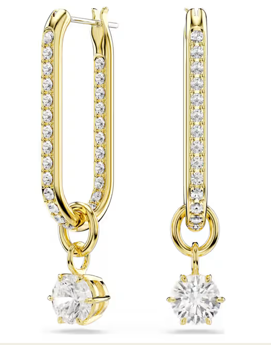 Swarovski Constella drop earrings Round cut, White, Gold-tone plated 5728587