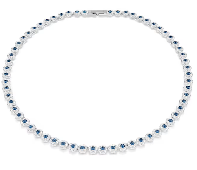 Swarovski Una Angelic Tennis necklace Round cut, Blue Silver Tone 5733402