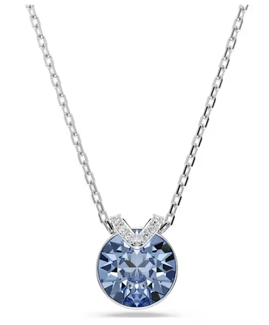 Swarovski Bella V pendant Round cut, Blue Silver Tone 5734232