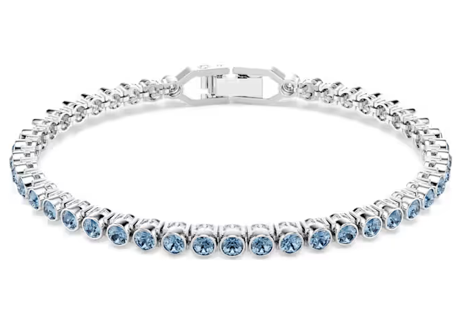 Swarovski Imber Emily Tennis bracelet Round cut, Blue Silver Tone 5734239