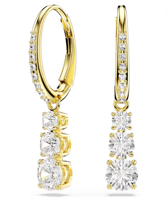 Swarovski Stilla Attract hoop earrings Round cut, White, Gold-tone plated 5723300