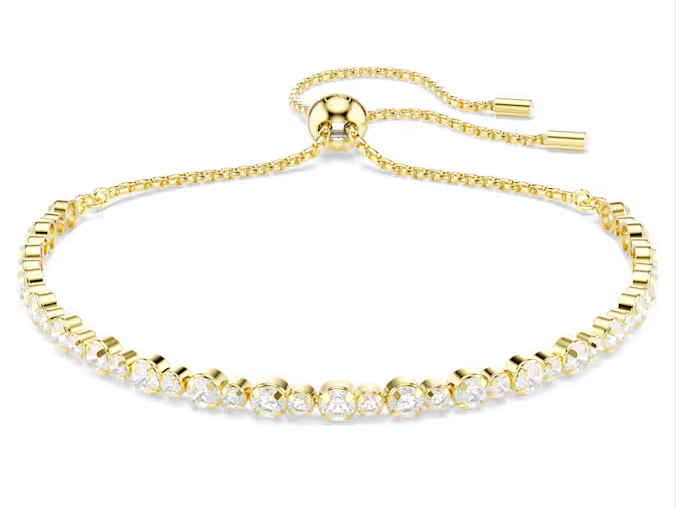 Swarovski Matrix Tennis bracelet Round cut, White, Gold-tone plated 5730709