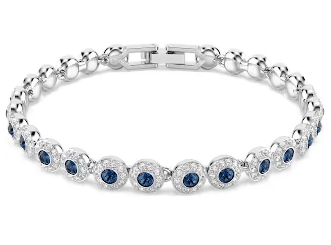 Swarovski Una Angelic Tennis bracelet Round cut, Blue, Rhodium plated 5733401