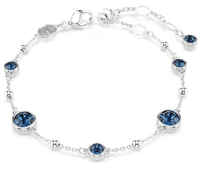 Swarovski Imber bracelet Round cut, Blue, Rhodium plated 5730679