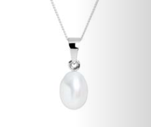 Silver White Teardrop Cultured Pearl Pendant PD10SILSMWTD
