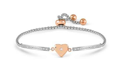 NOMINATION Milleluci Refined Steel & Rose Heart Bracelet 028017-022
