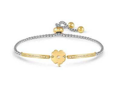 NOMINATION Milleluci Refined Steel & Gold Four Leaf Clover Bracelet 028018-006