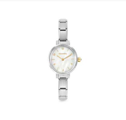NOMINATION Steel Oval Watch MOP DIal Gold Tone Hands 076040-008