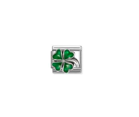 Nomination Silver Green Four Leaf Clover Charm 330204-42