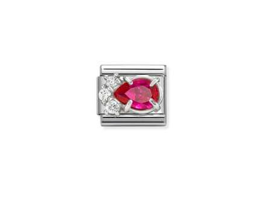 NOMINATION Silver Red CZ Drop Charm 330329/02