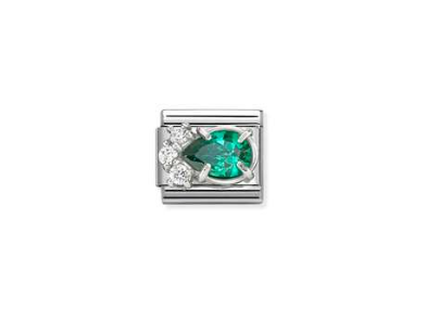 NOMINATION Silver Green CZ Drop Charm 330329/03