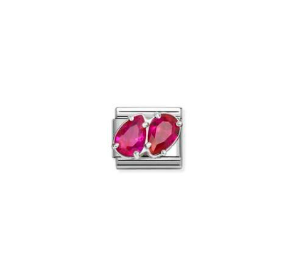 NOMINATION Silver Red CZ Double Drop Charm 330329/11