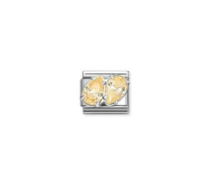 NOMINATION Silver Yellow CZ Double Drop Charm 330329/15
