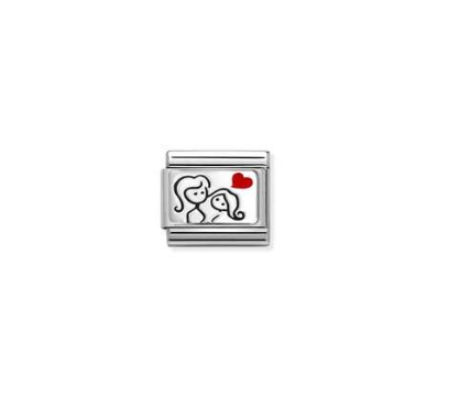 NOMINATION Silver two Women with Red Heart Charm 330208-56