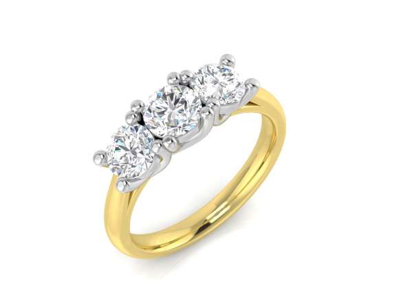 9ct Gold Lab Grown Trilogy Diamond Ring 1.57ct