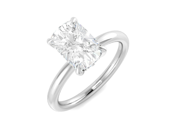 Platinum Cushion Cut Lab Grown Diamond Hidden Halo Ring