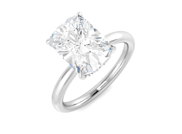 Platinum Cushion Cut Lab Grown Diamond Hidden Halo Ring 3.15ct