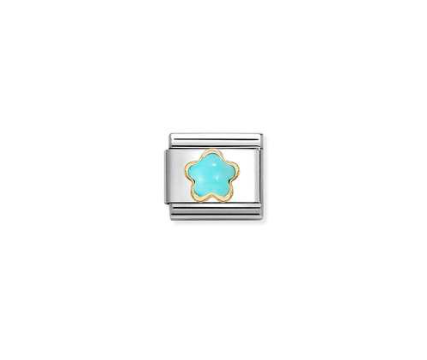 Nomination Gold Turquoise Flower Charm 030522-06