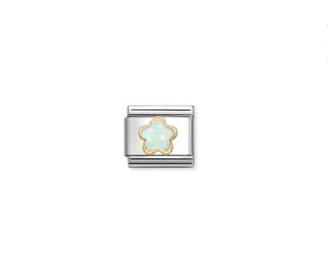 Nomination Gold White Opal Flower Charm 030522-07
