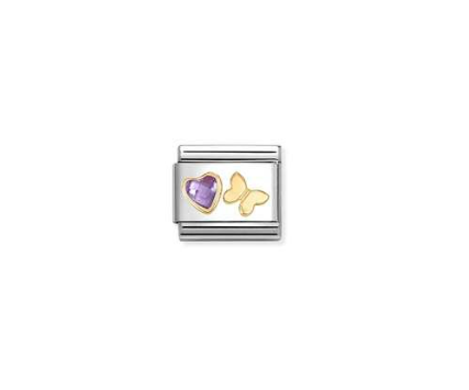 Nomination Gold Butterfly Purple Stone Charm 030613-13