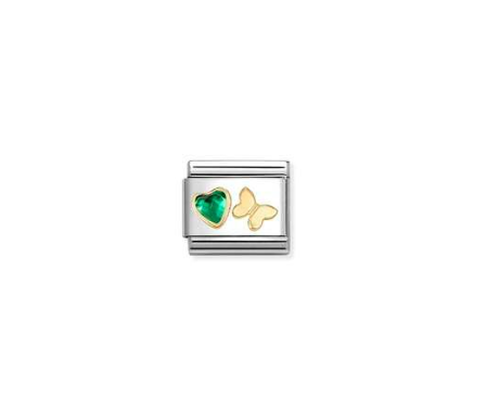 Nomination Gold Butterfly Green Stone Charm 030613-15
