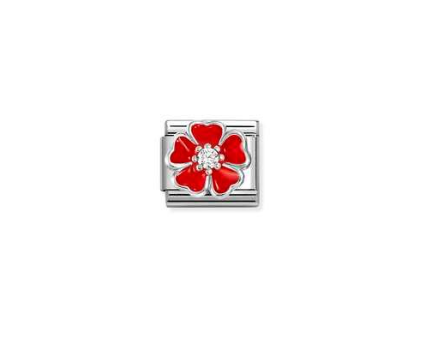 Nomination Red Flower White CZ Charm 330321-20