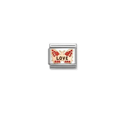 Nomination 9ct Rose Gold Red Butterfly Love Charm 430202-47