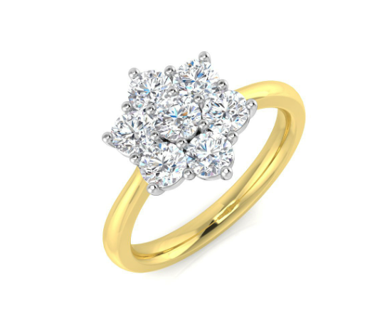 9ct Yellow Gold Star Cluster Lab Grown Diamond Ring