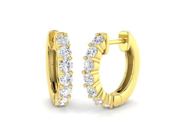 9ct Yellow Gold Lab Grown Diamond Hoop Earrings 0.74ct