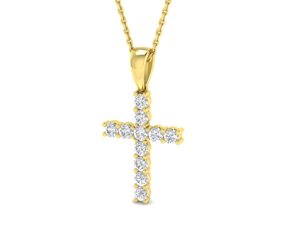 9ct Gold Lab Grown Diamond Cross Pendant