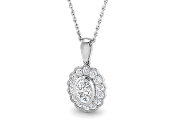 9ct White Gold Lab Grown Diamond Pendant 0.70ct
