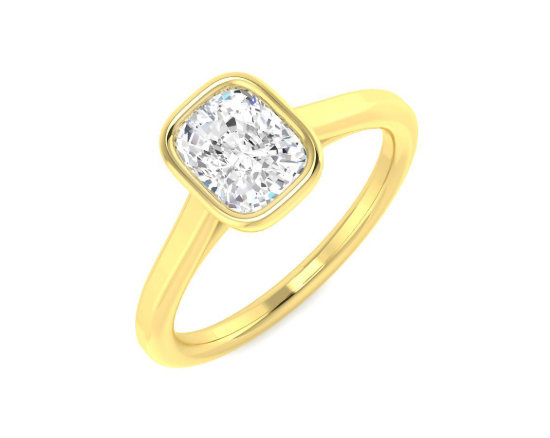 9ct Gold Cushion Cut Lab Grown Diamond Solitaire Ring