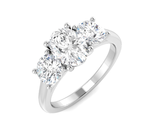 9ct White Gold Oval & Brilliant Cut Trilogy Ring 2.17ct