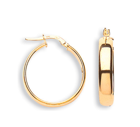 9ct Yellow Gold 24mm Tube Hoop Earrings ER1274