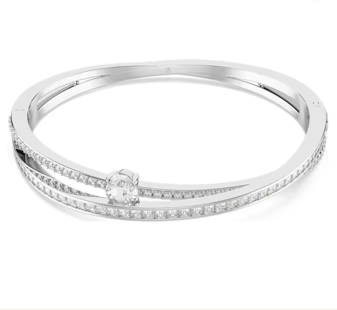 Swarovski Hyperbola Silver Coloured Cubic Zirconia Two Band Bangle 5691225