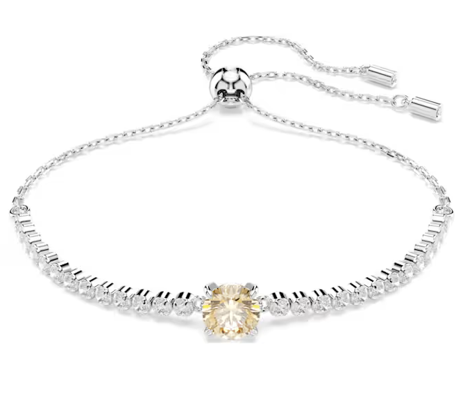 Swarovski Matrix Tennis bracelet, Mixed cuts, Yellow, Rhodium plated 5690694